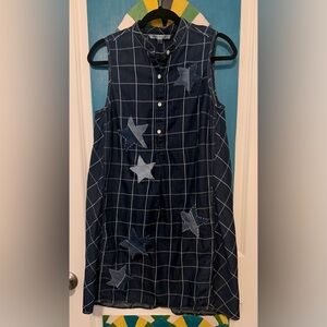 Navy Sleeveless star patched  handmade Statement shirt dress from Max Studio-M